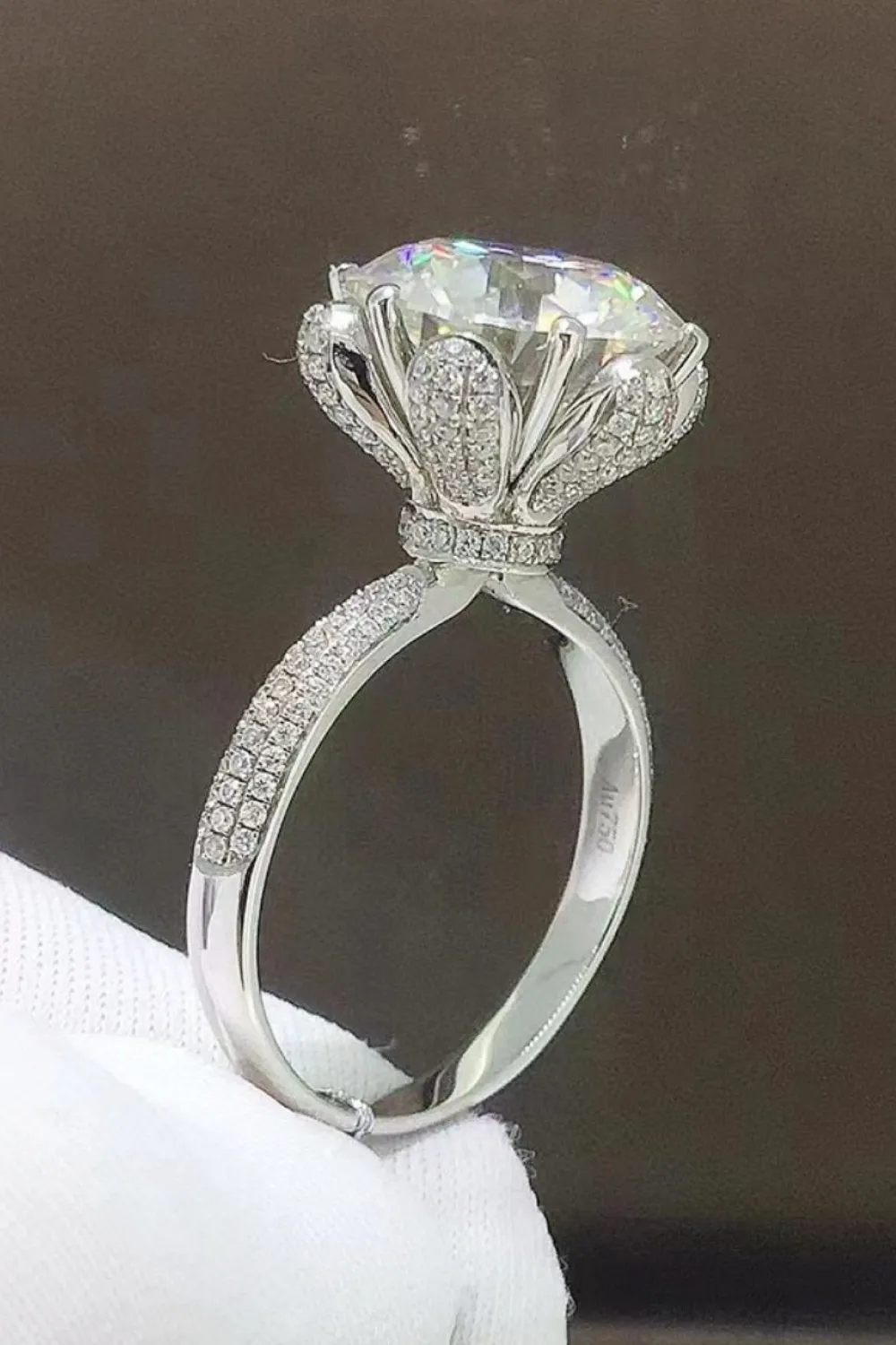 5 Carat Moissanite Side Stone Ring, image 2