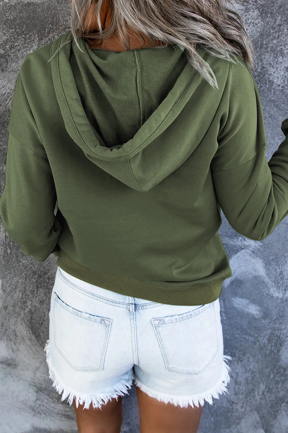 Dropped Shoulder Long Sleeve Hoodie with Pocket, image 15