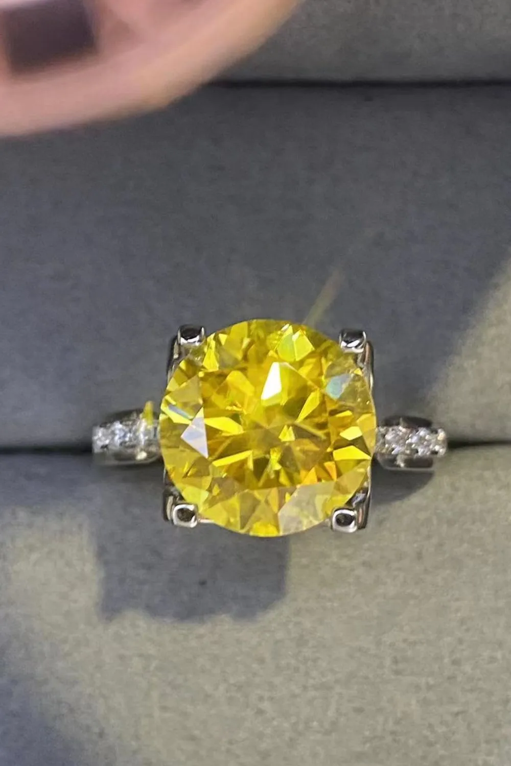 5 Carat Moissanite 925 Sterling Silver Ring in Banana Yellow, image 3