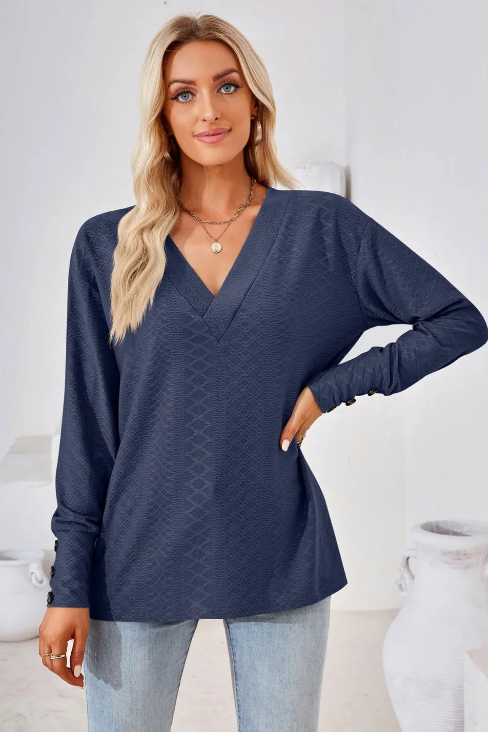 V-Neck Long Sleeve Blouse, image 18