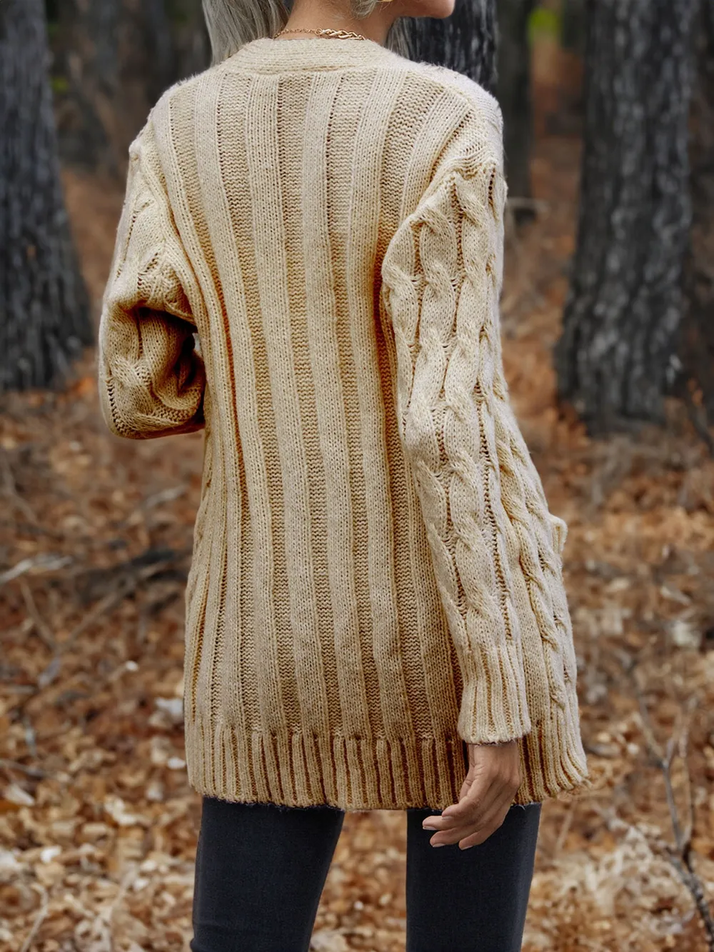 Cable-Knit Button Down Cardigan, image 12