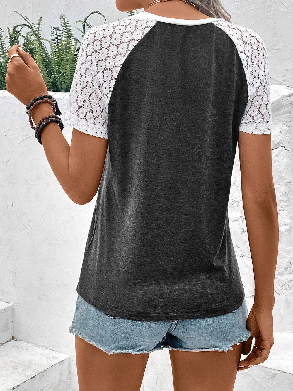 Color Block Raglan Sleeve Round Neck Tee, image 15