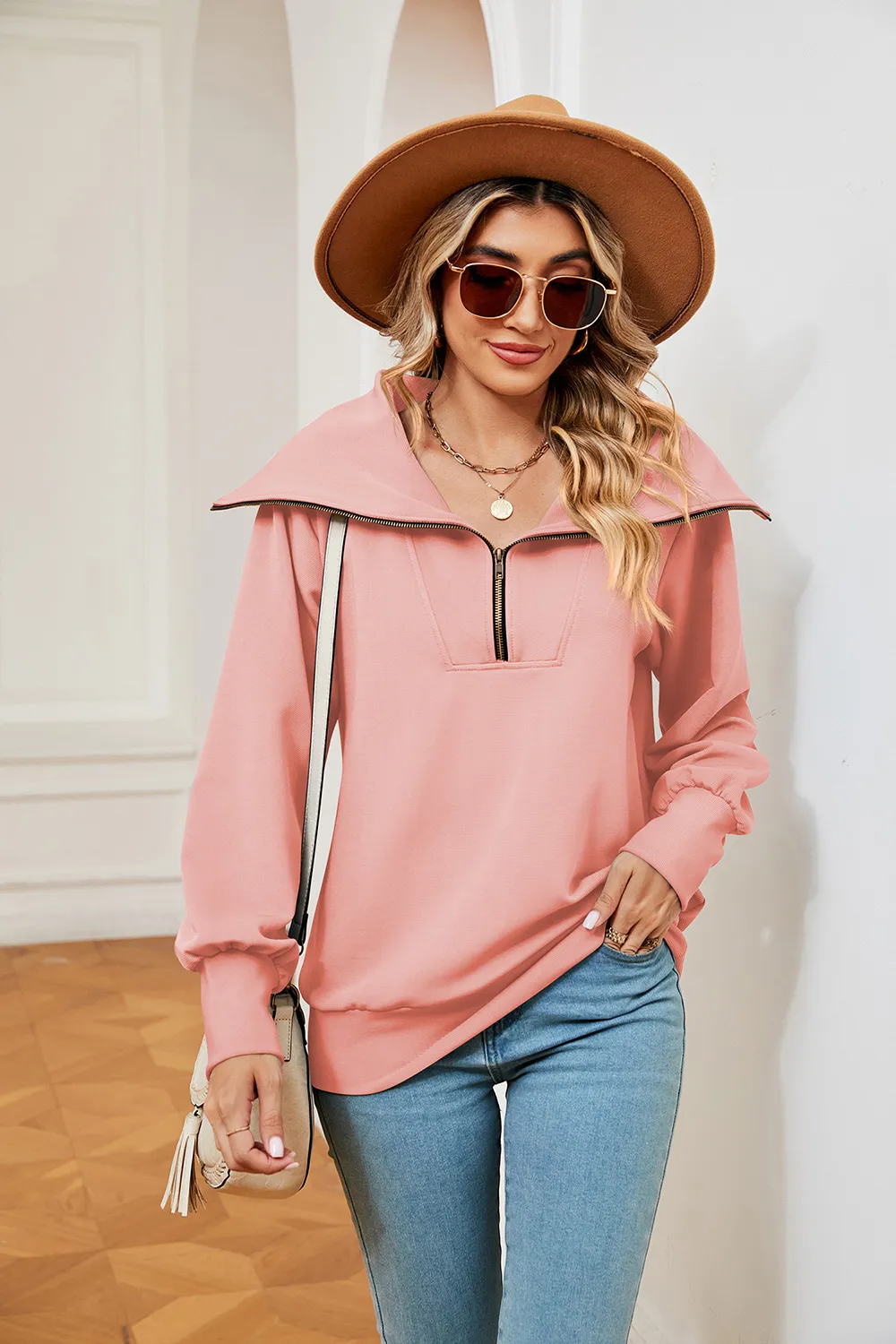 Half-Zip Collared Sweatshirt, image 6