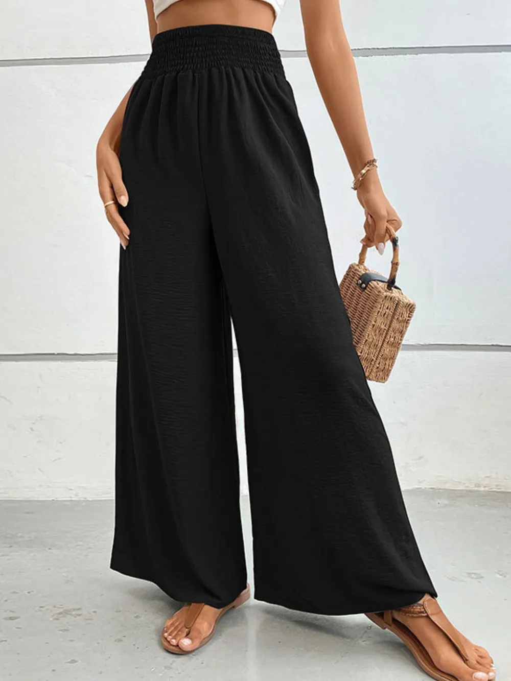 Wide Waistband Relax Fit Long Pants, image 13