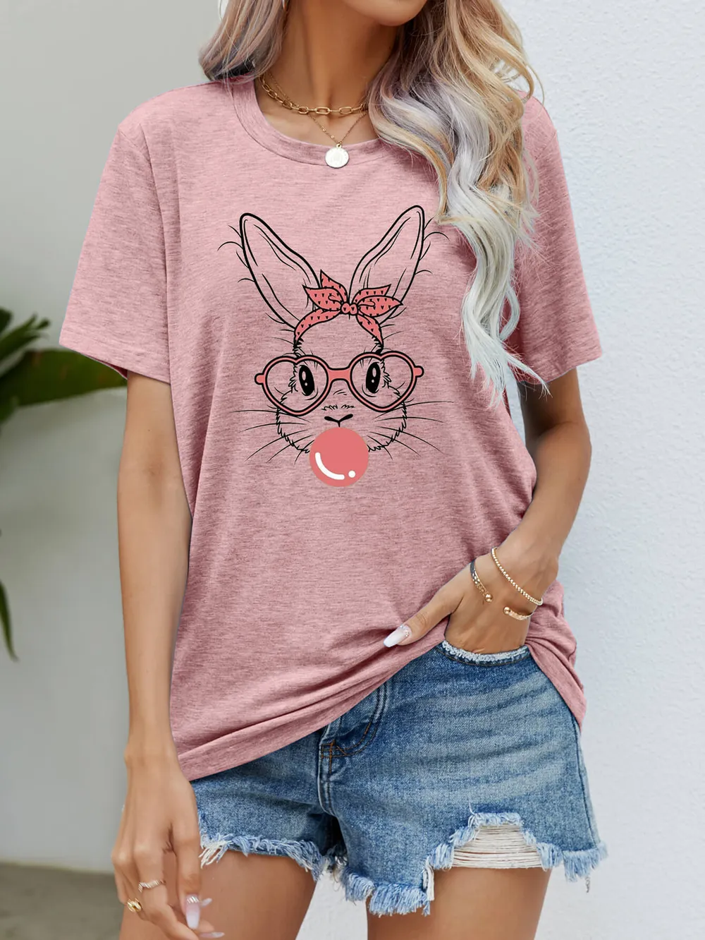 Easter Bunny Graphic Round Neck T-Shirt, image 14
