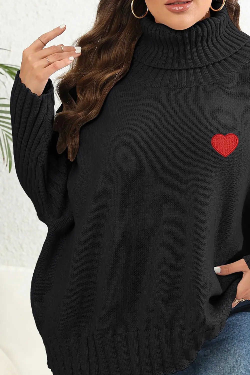 Plus Size Turtle Neck Long Sleeve Sweater, image 3