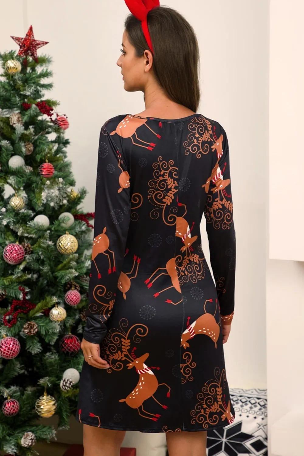 Full Size Christmas Long Sleeve Dress, image 8