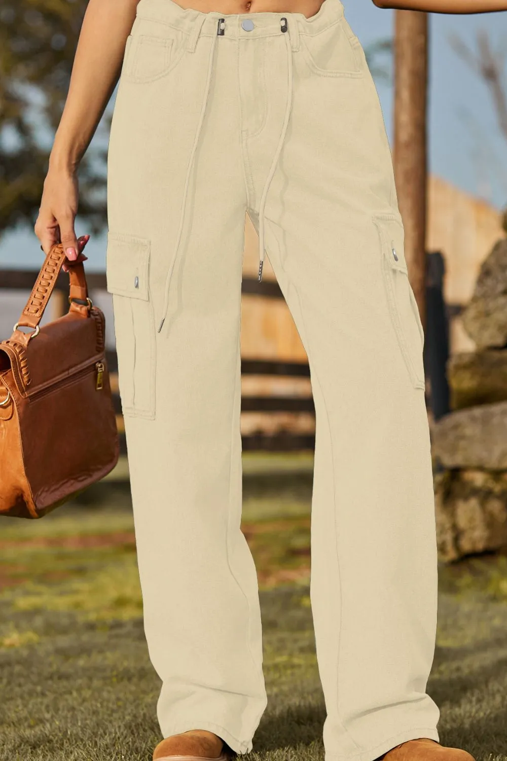 Loose Fit Drawstring Jeans with Pocket, image 12