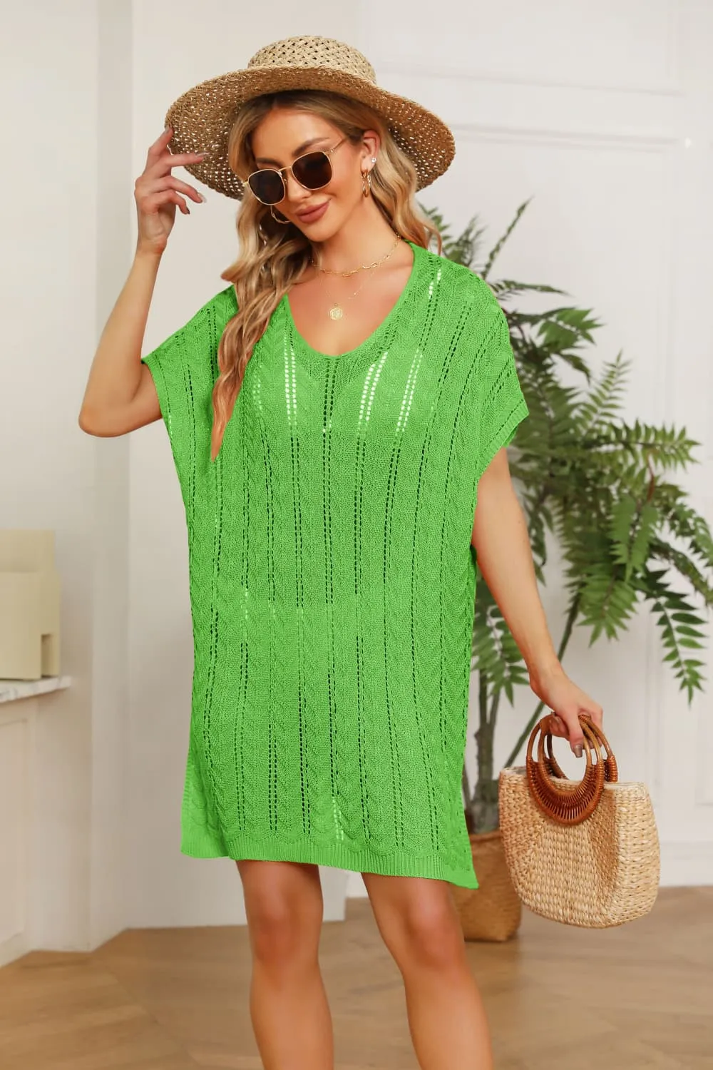 Openwork Side Slit Knit Dress, image 10