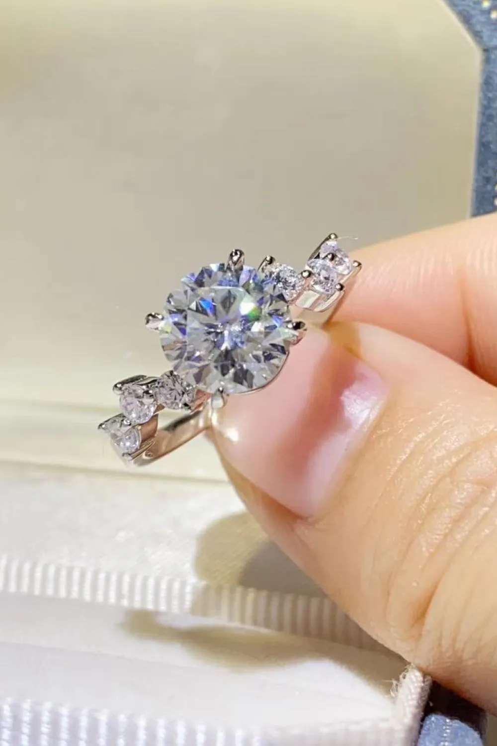 2 Carat Moissanite 925 Sterling Silver Ring, image 2