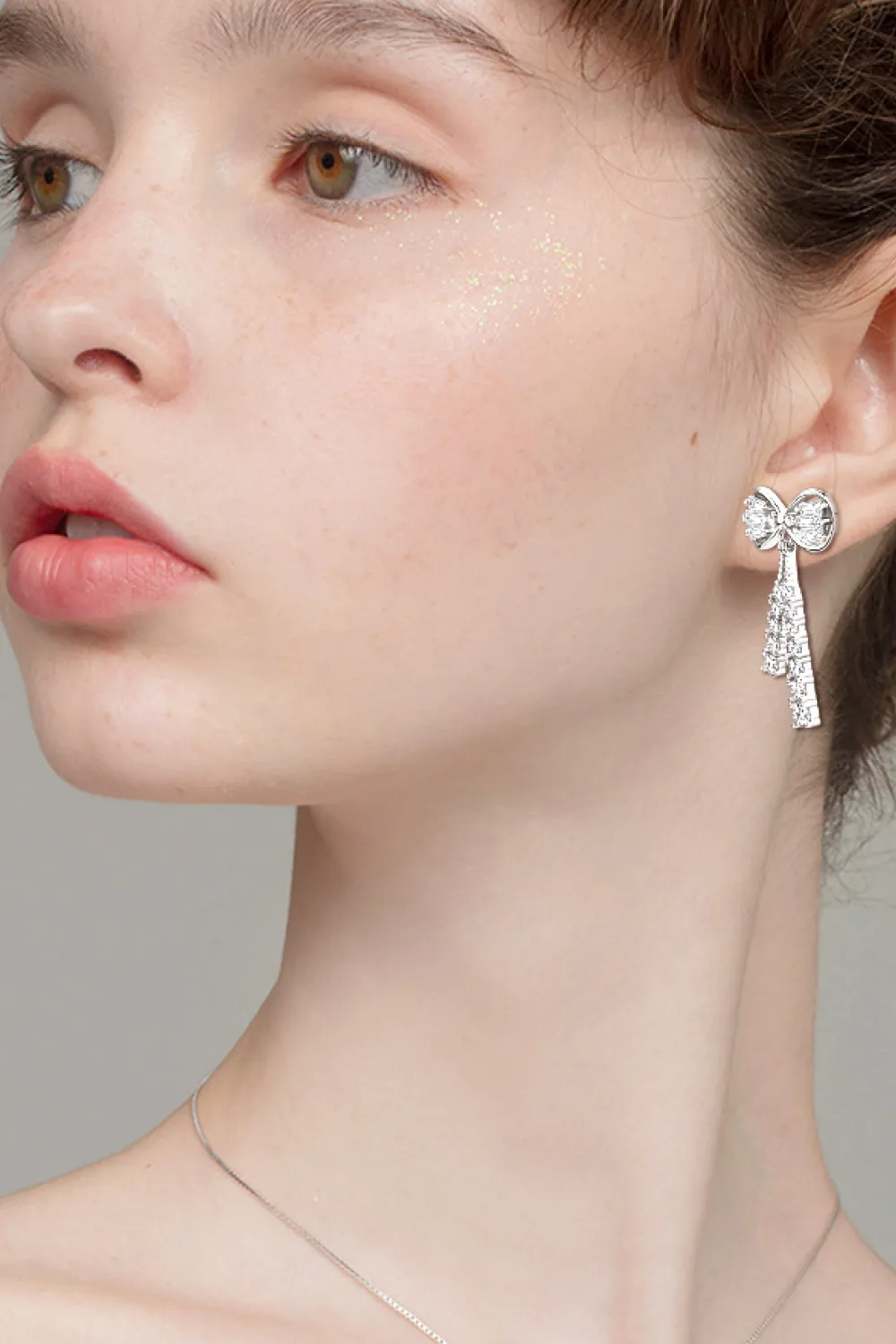 1.12 Carat Moissanite 925 Sterling Silver Bow Earrings, image 3