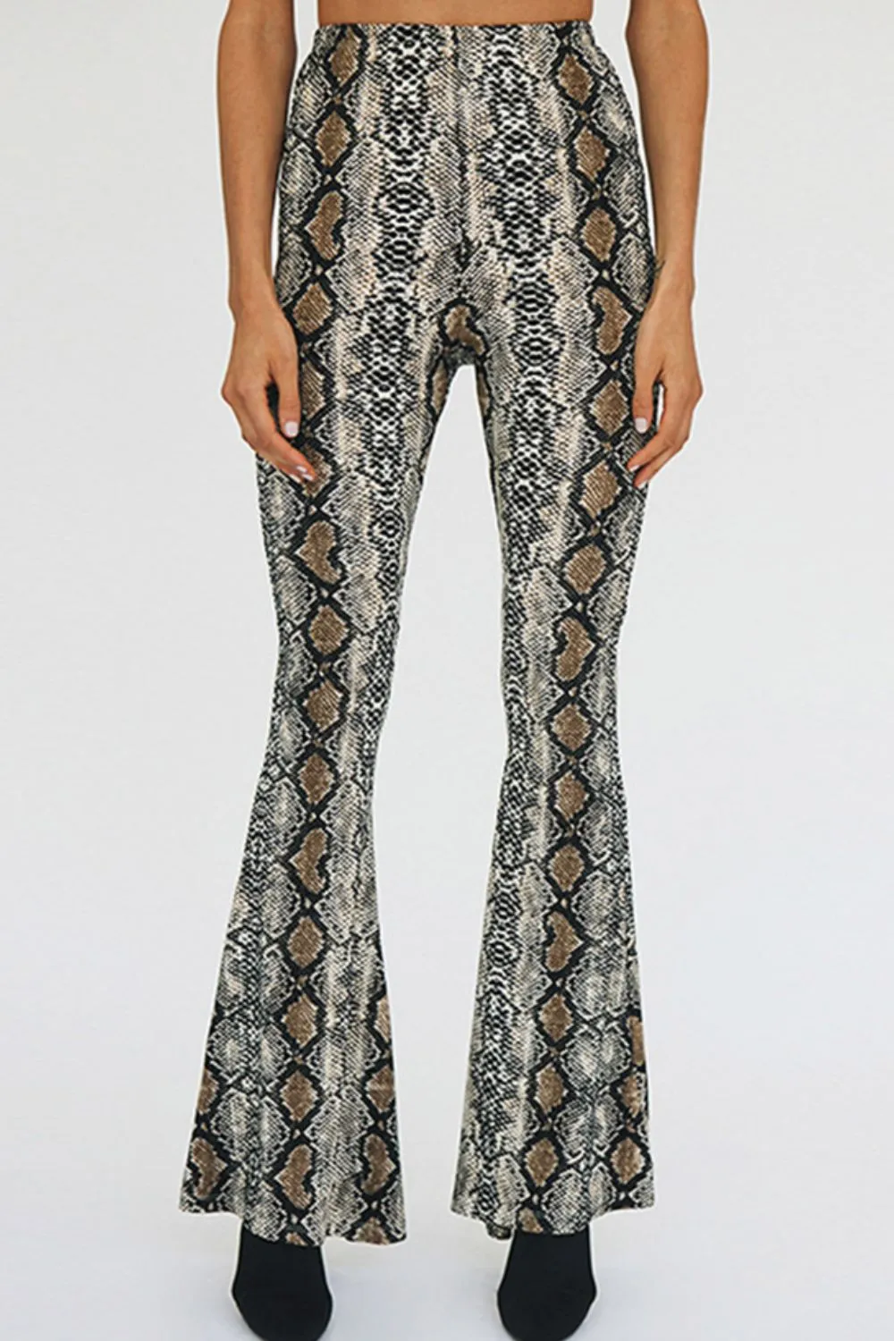 Snakeskin Print Flare Pants, image 2