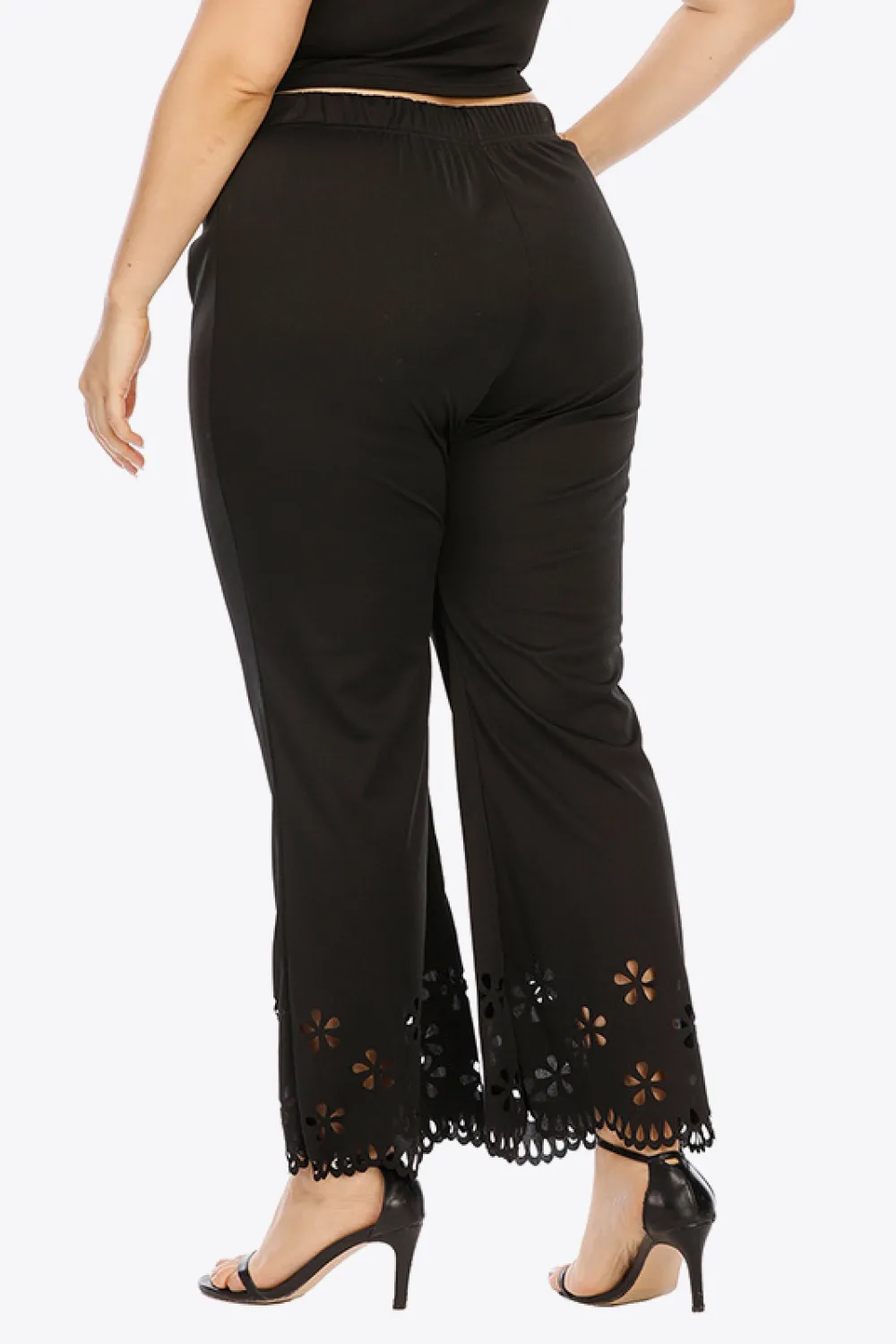 Plus Size Openwork Elastic Waist Pants, image 4