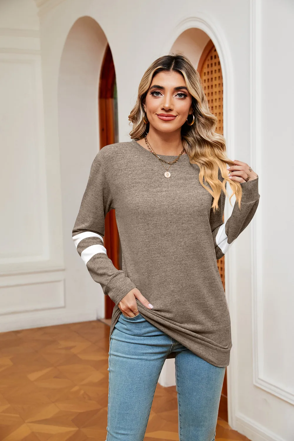 Round Neck Long Sleeve Top, image 7