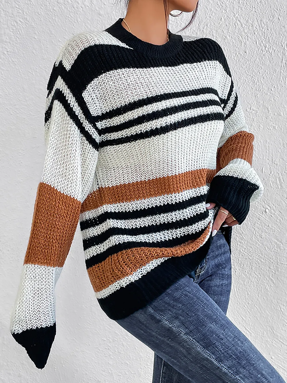 Striped Round Neck Sweater, image 5
