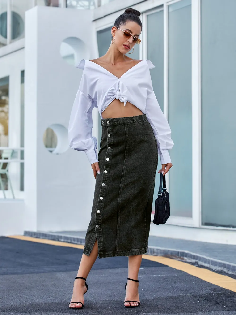 Button Down Denim Skirt, image 12