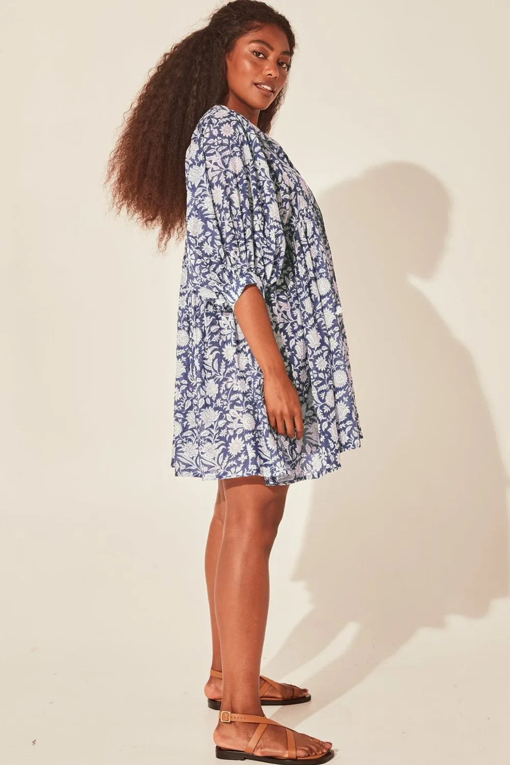 Floral Tie Neck Lantern Sleeve Dress, image 9