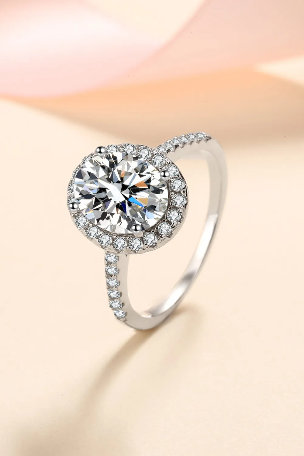 2 Carat Moissanite 925 Sterling Silver Halo Ring, image 2