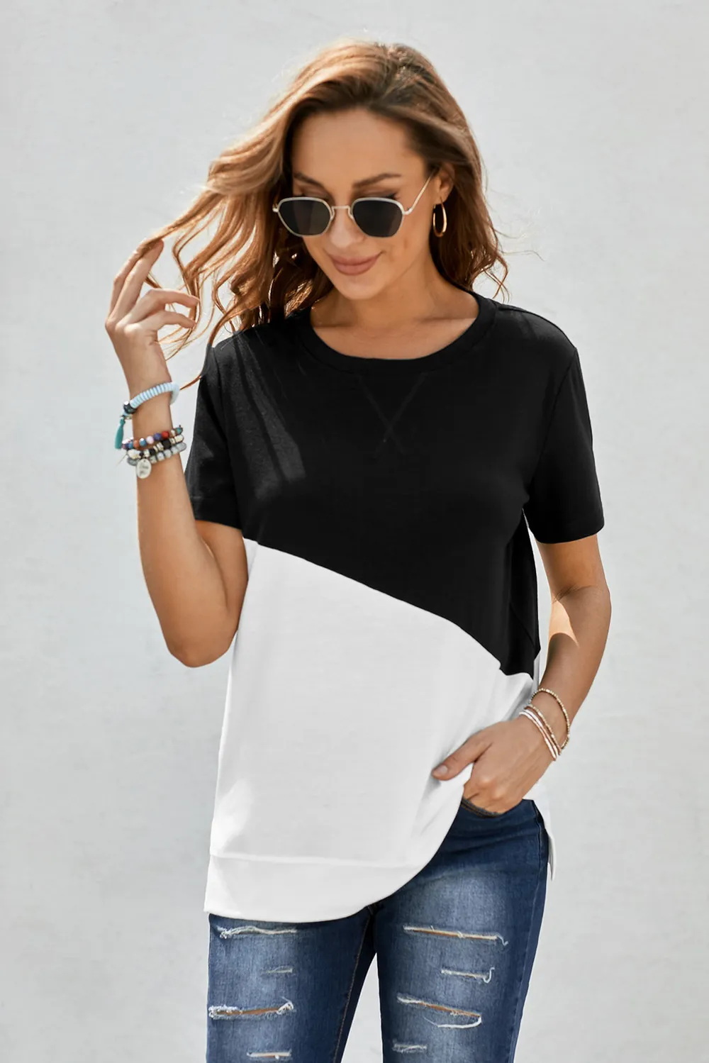 Two-Tone Round Neck Tee, image 3