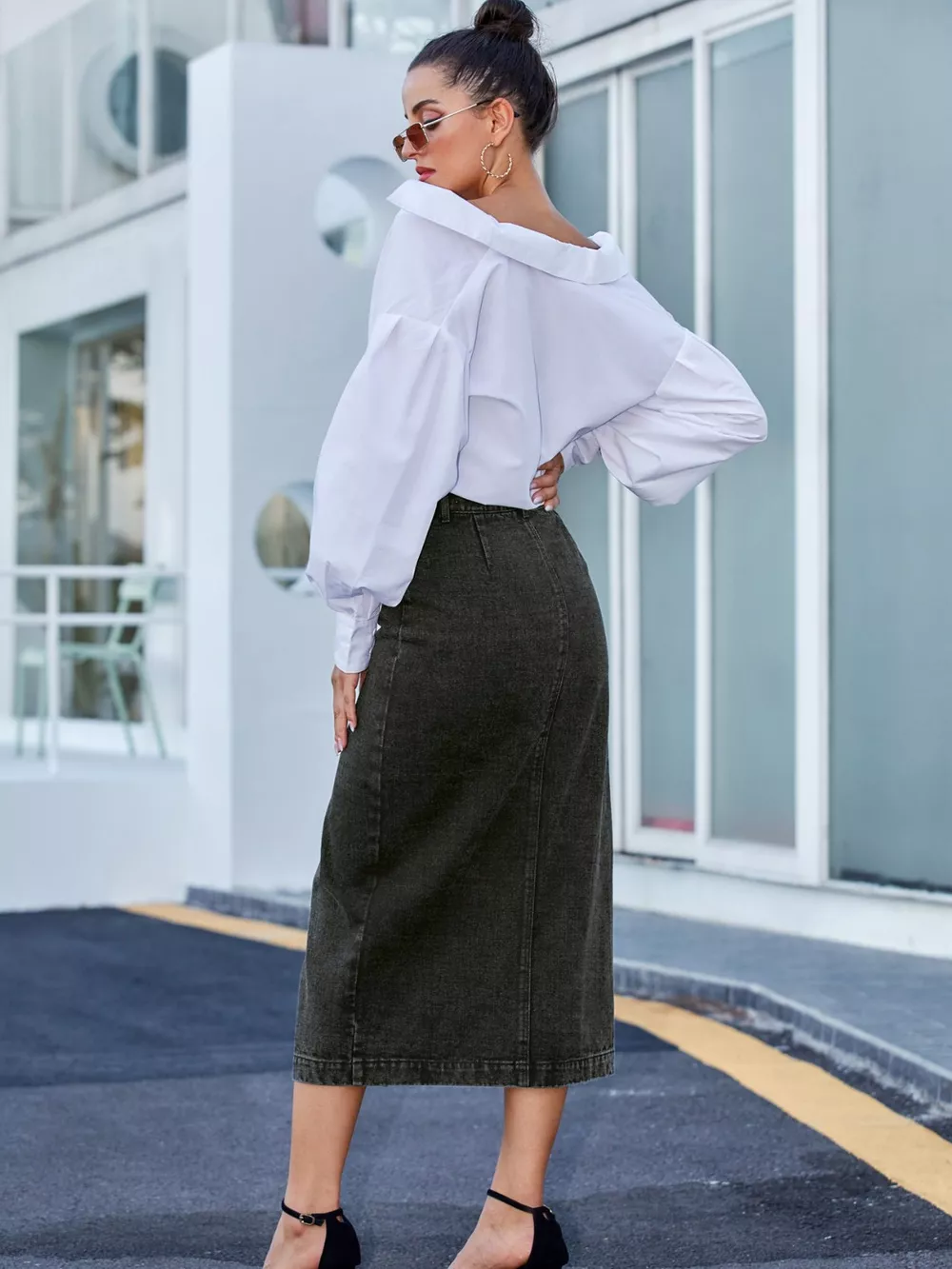 Button Down Denim Skirt, image 13