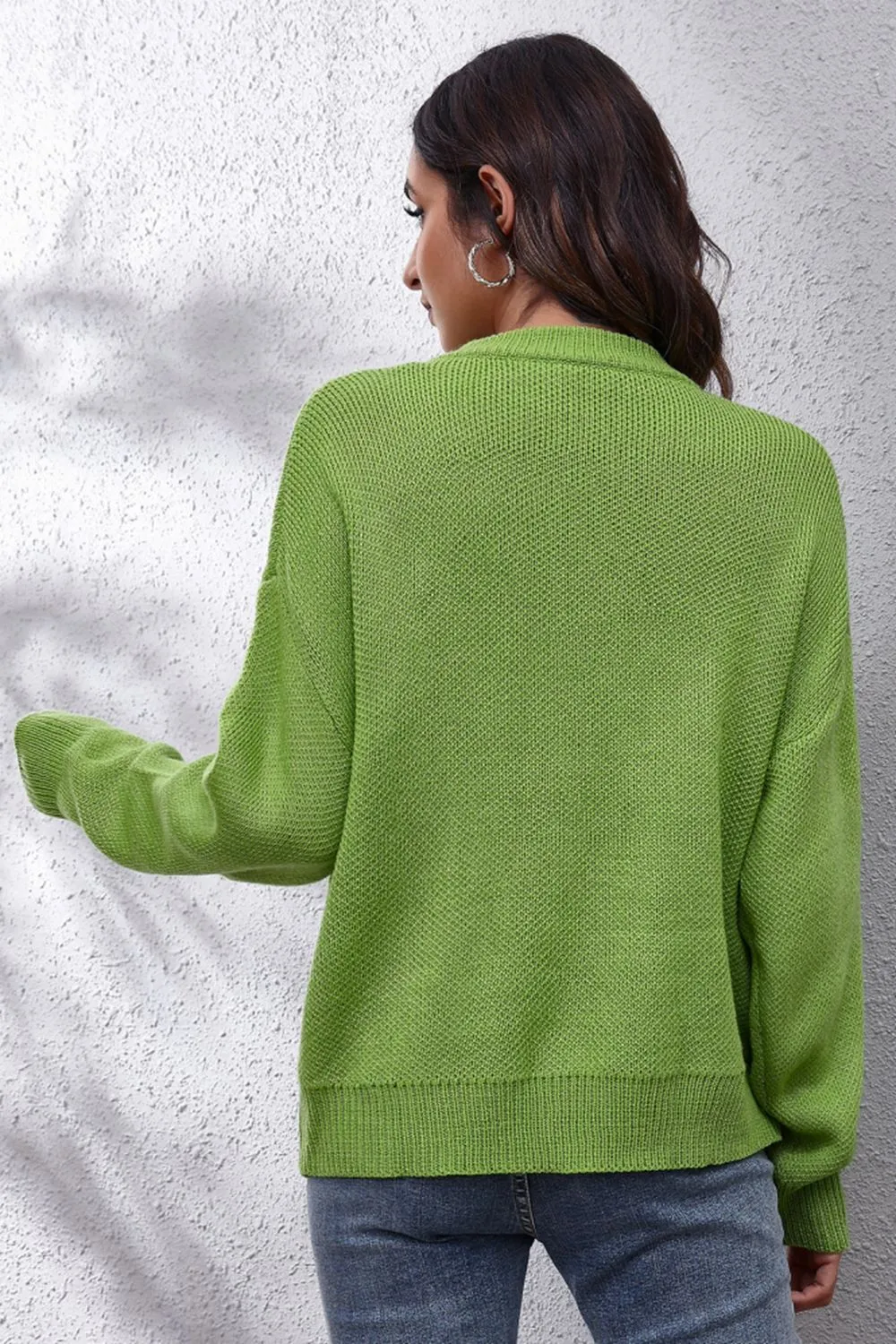 Flower Graphic Drop Shoulder Sweater, image 4
