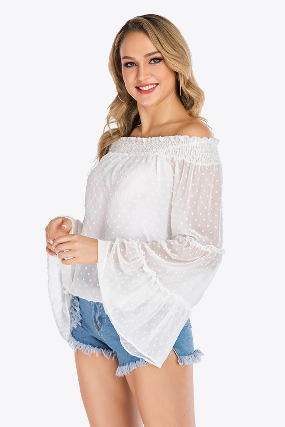 Swiss Dot Off-Shoulder Blouse, image 3