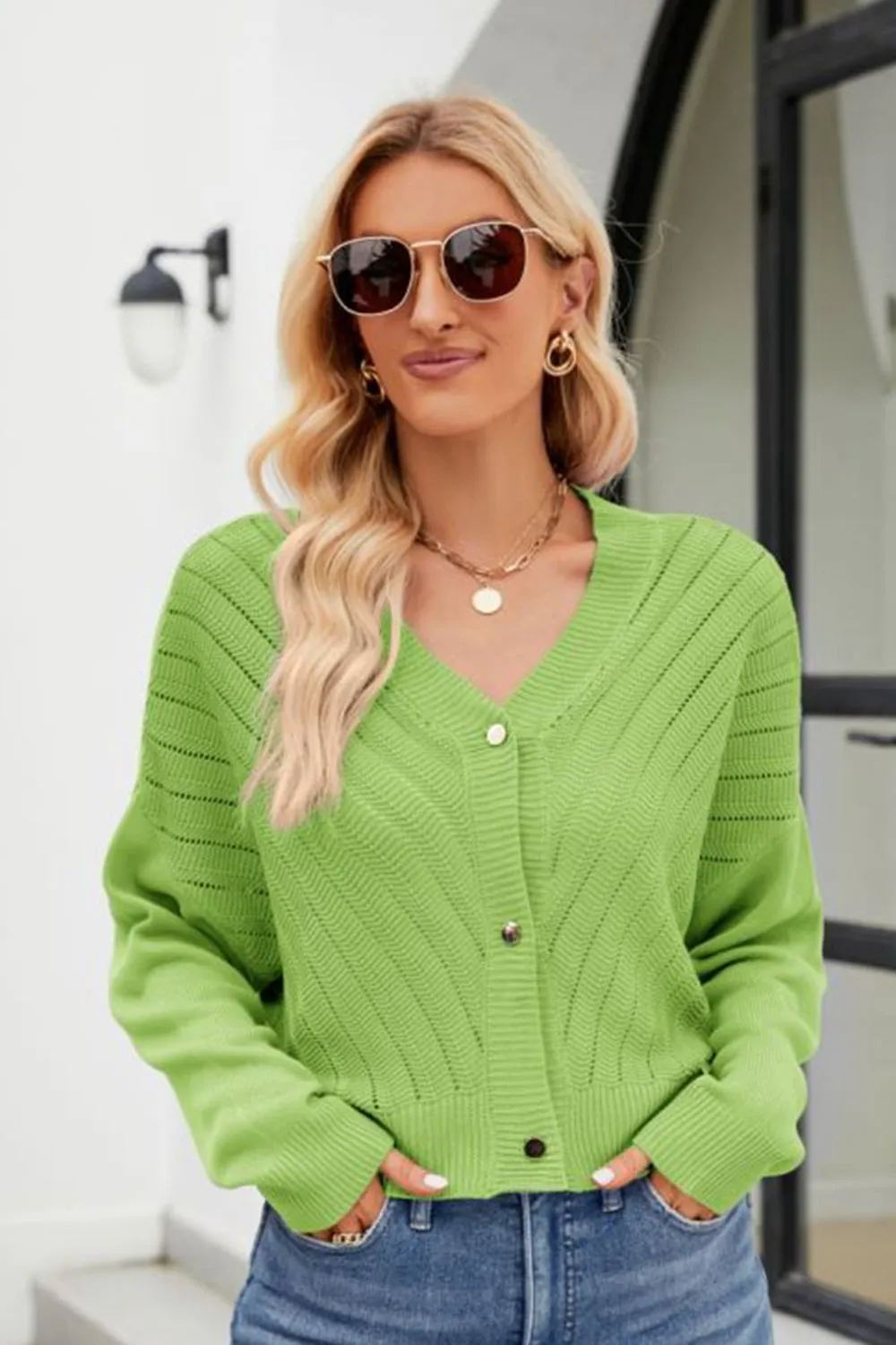 V-Neck Button Down Cardigan, image 9