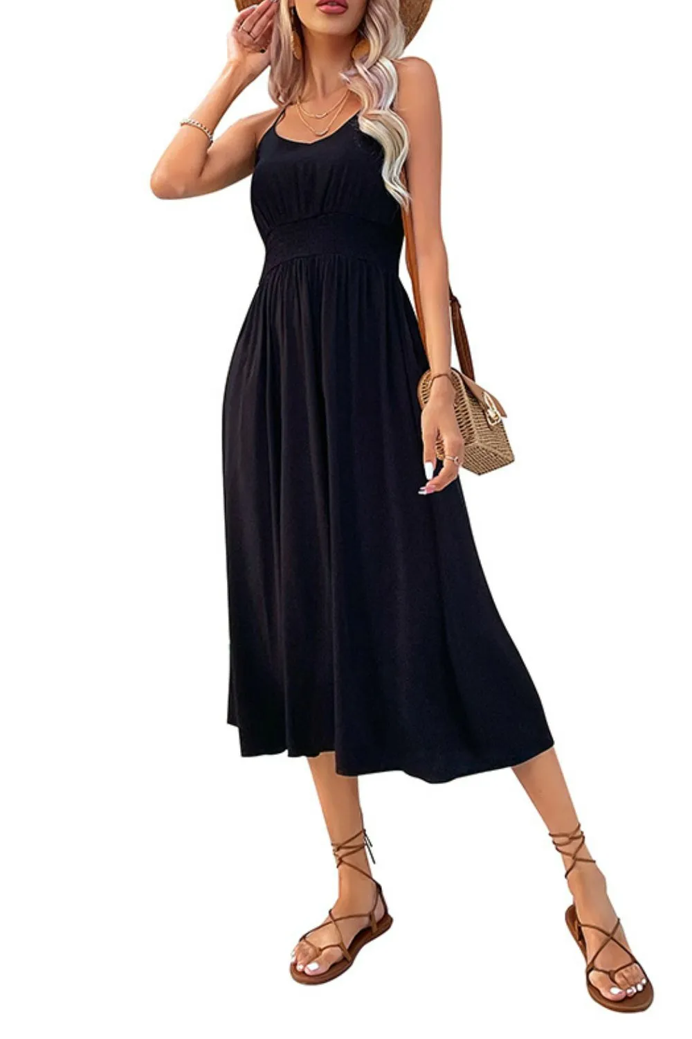 Spaghetti Strap Scoop Neck Midi Dress, image 5