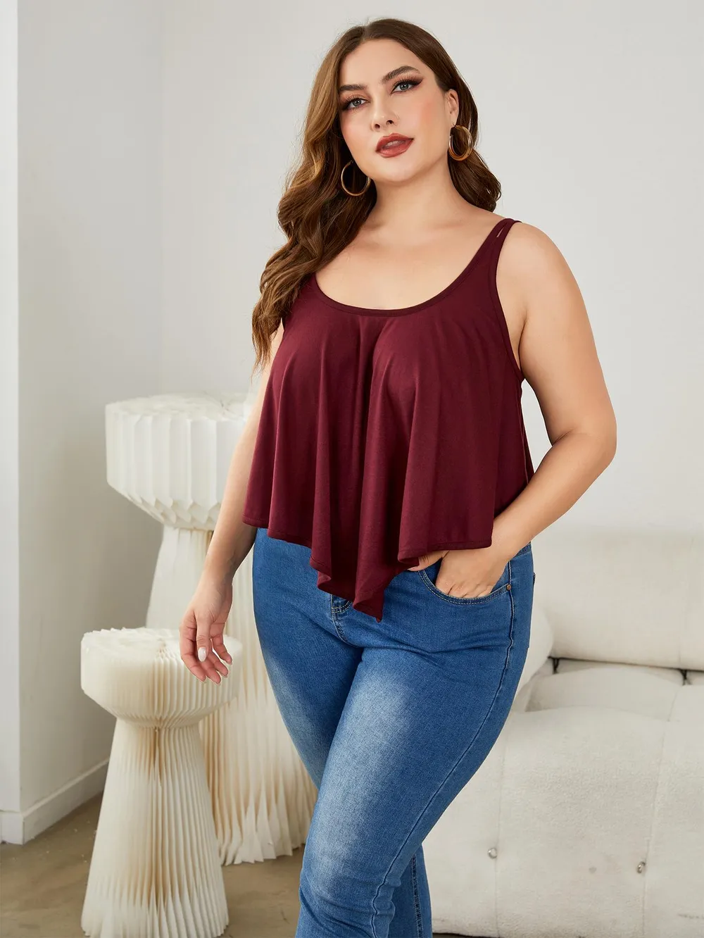 Plus Size Double-Strap Scoop Neck Cami, image 4