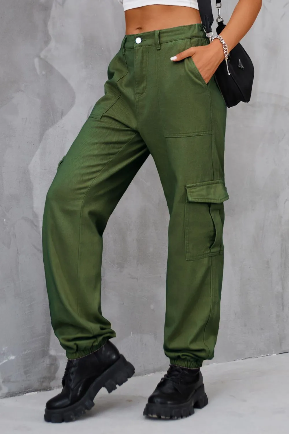 Buttoned High Waist Jeans with Pockets, image 8