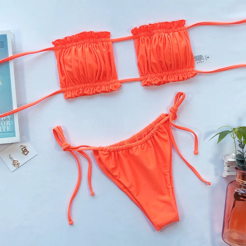 Frill Trim Ruched Bikini Set, image 11