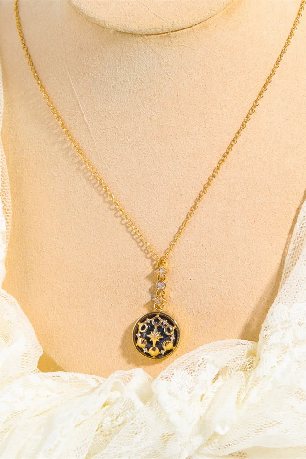 Vintage Blue Sandstone Pendant Copper Necklace, image 3