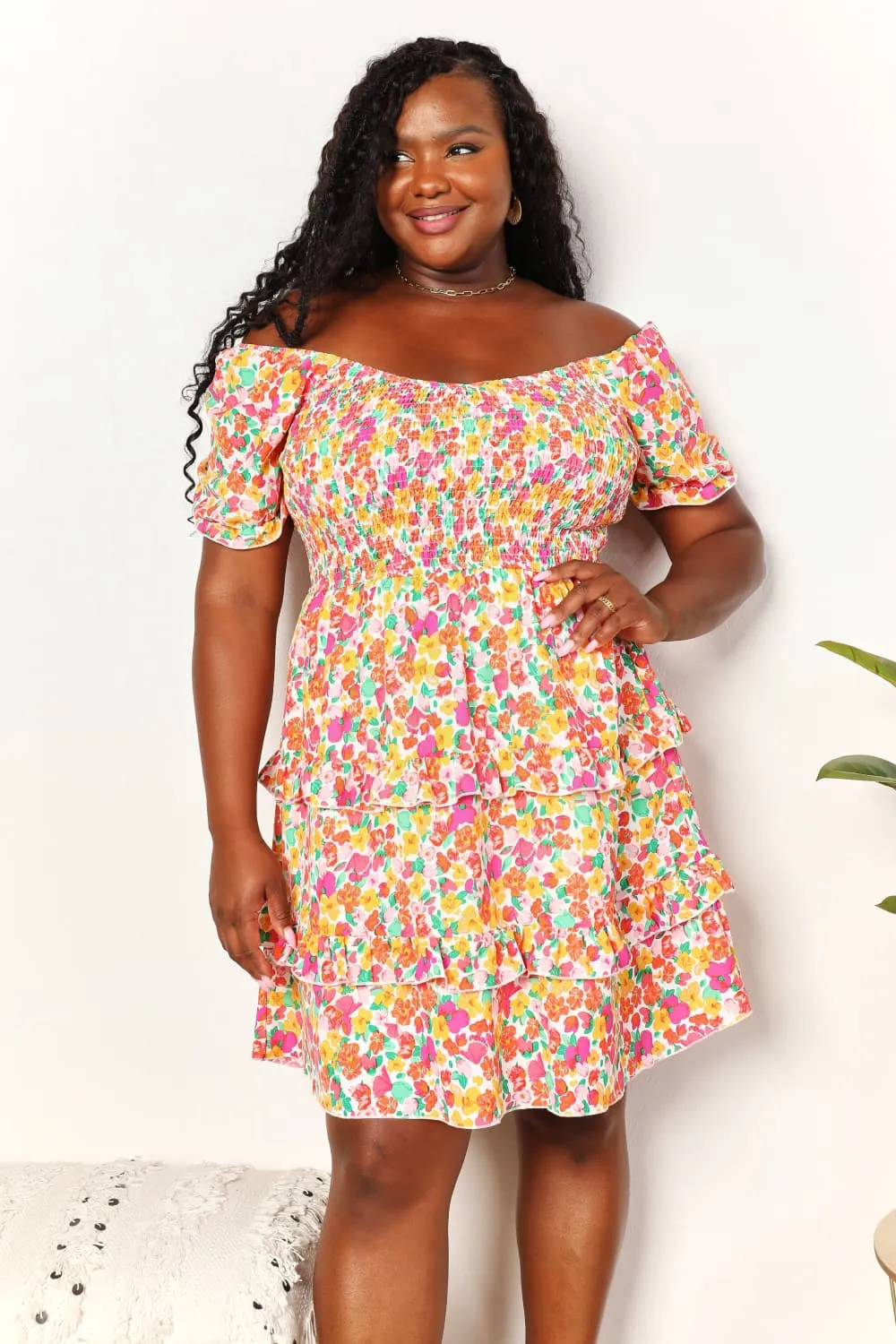 Smocked Sweetheart Neck Flounce Sleeve Mini Dress, image 8