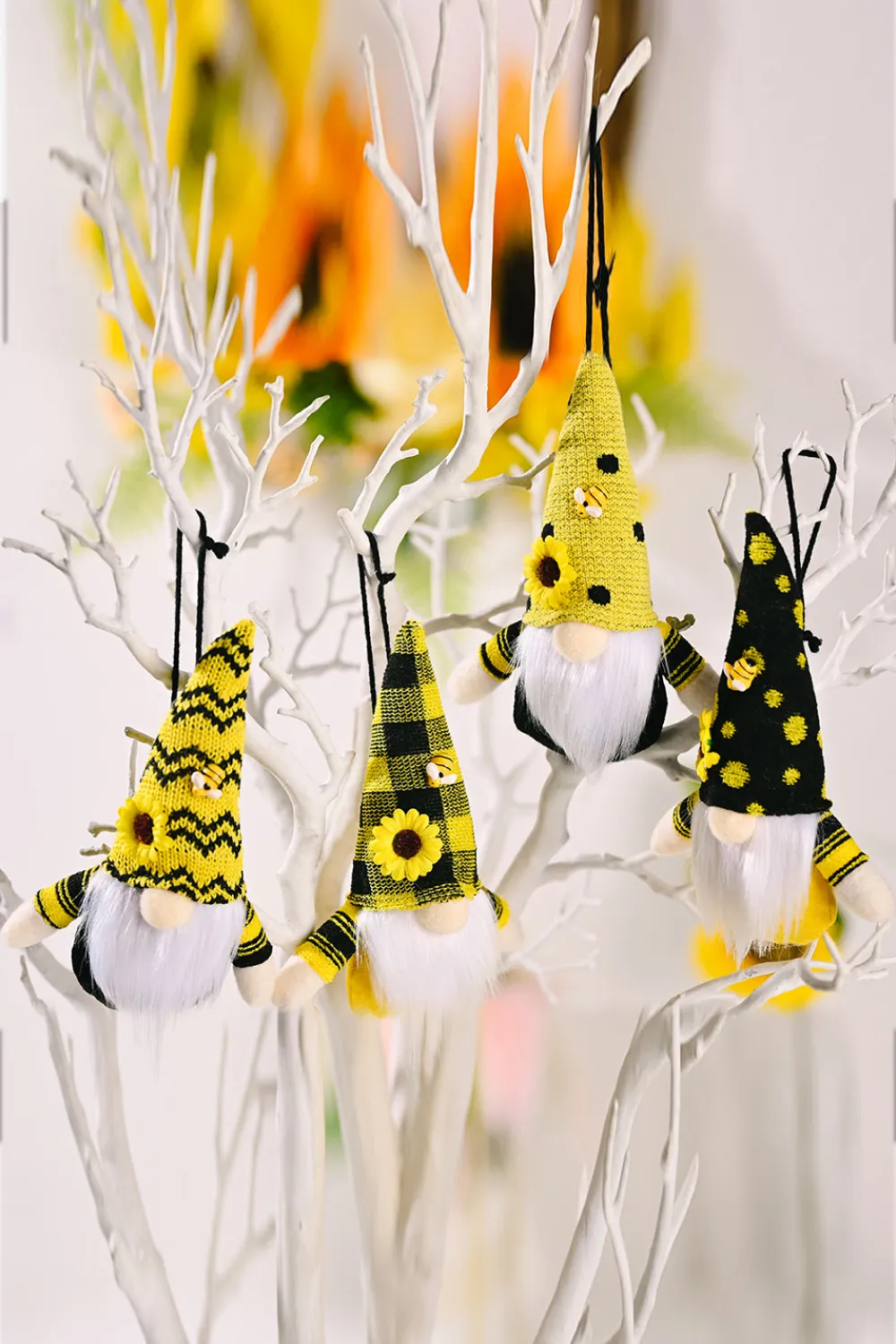 Random 4-Pack Sunflower Faceless Gnome Ornaments, image 2