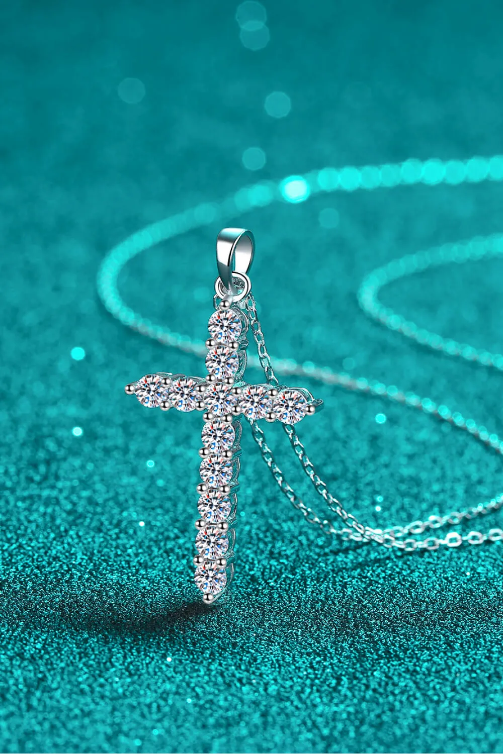 925 Sterling Silver Cross Moissanite Necklace, image 5