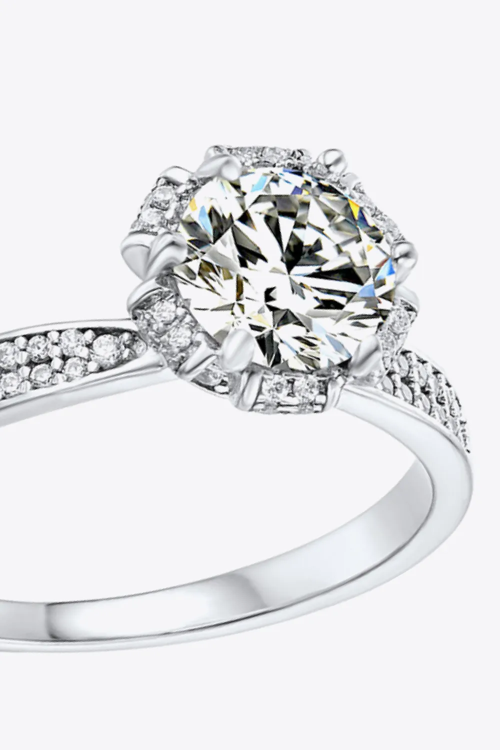 925 Sterling Silver 1 Carat Moissanite Ring, image 3