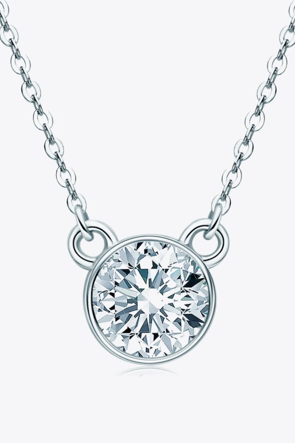 925 Sterling Silver 1 Carat Moissanite Round Pendant Necklace, image 5