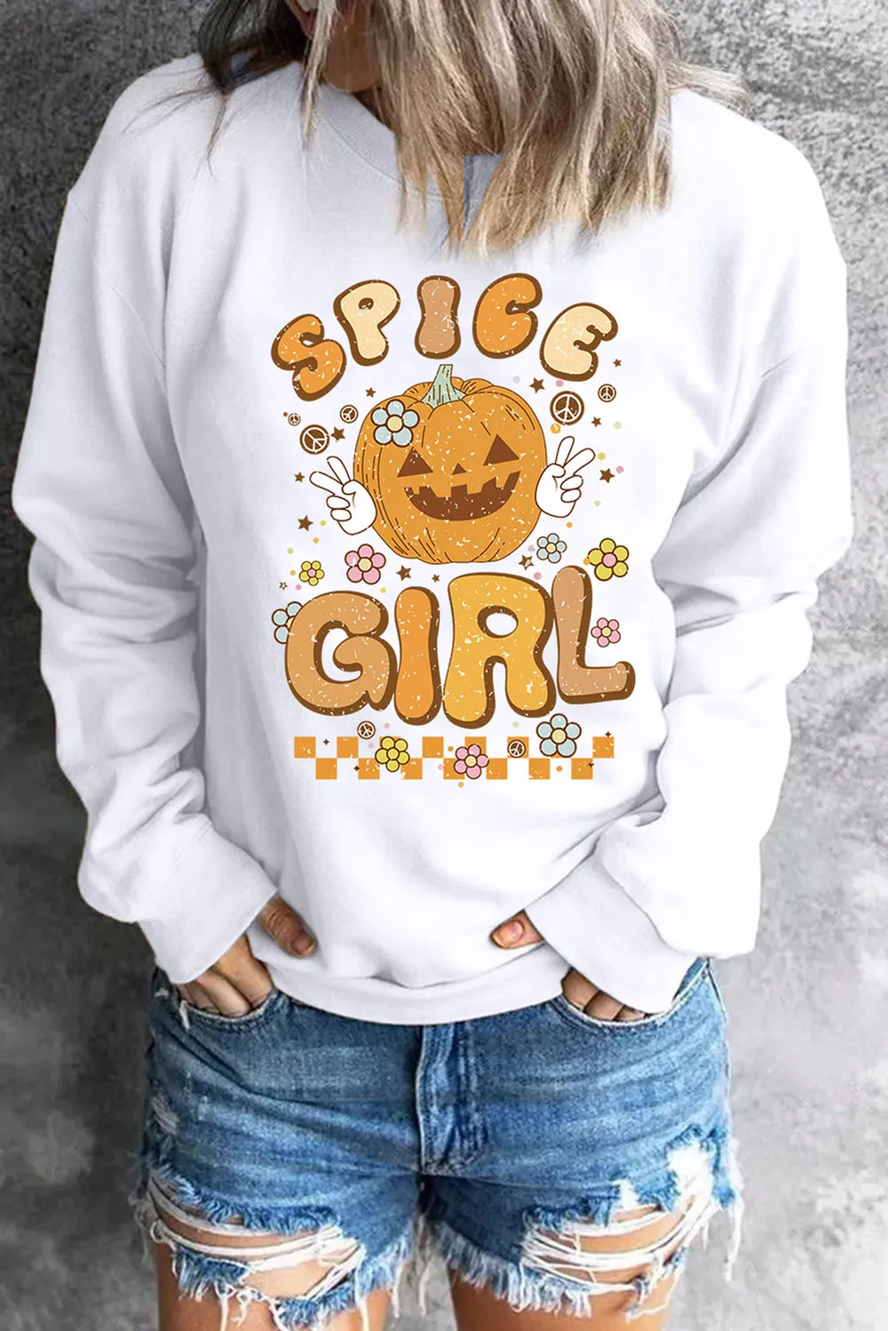 Round Neck Long Sleeve SPICE GIRL Graphic Sweatshirt, image 5