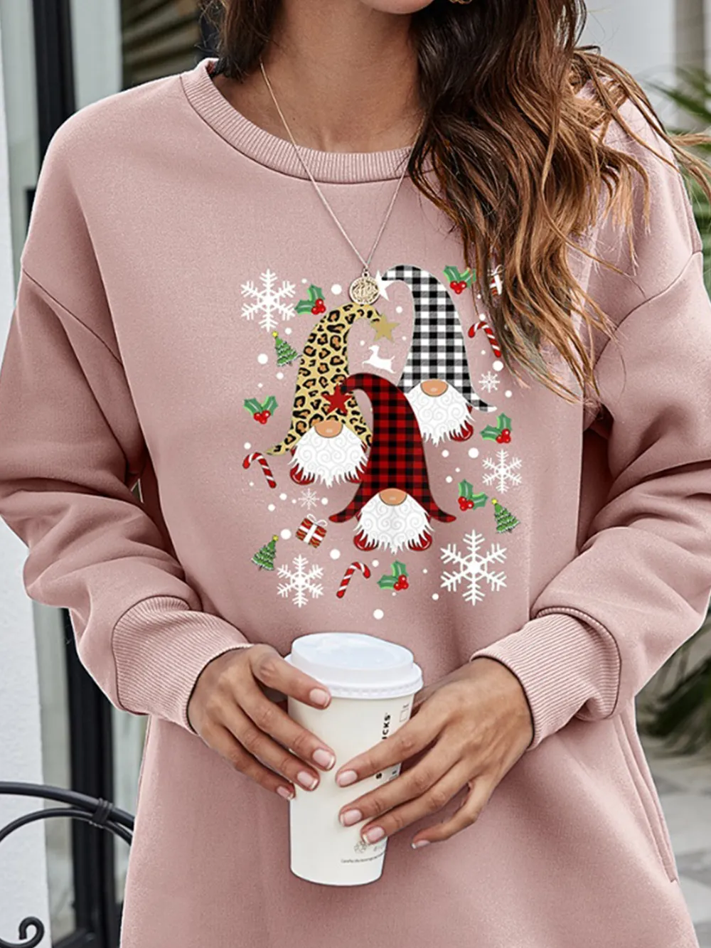 Graphic Round Neck Dropped Shoulder Sweatshirt, image 7