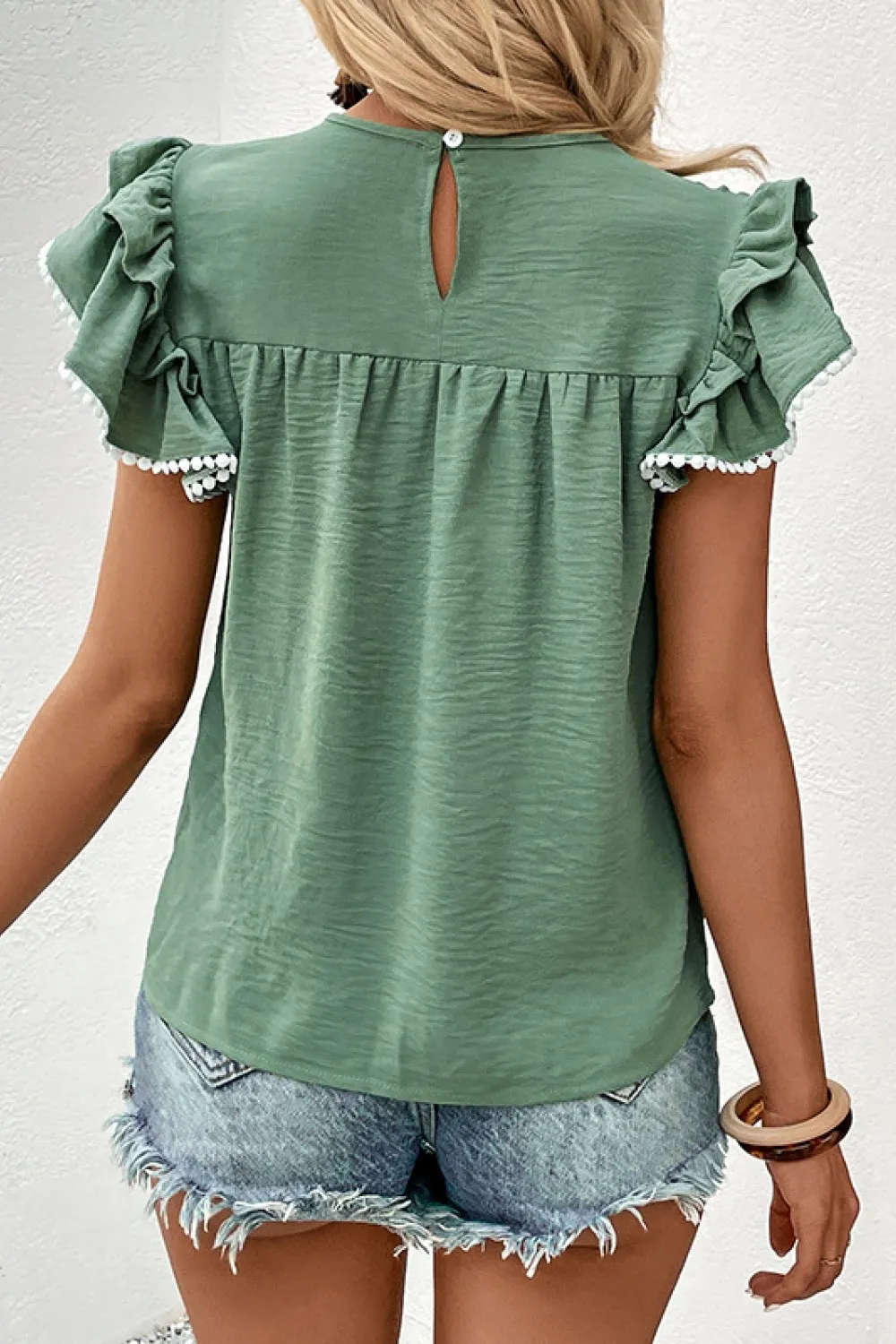 Pleated Detail Flutter Sleeve Blouse, image 2