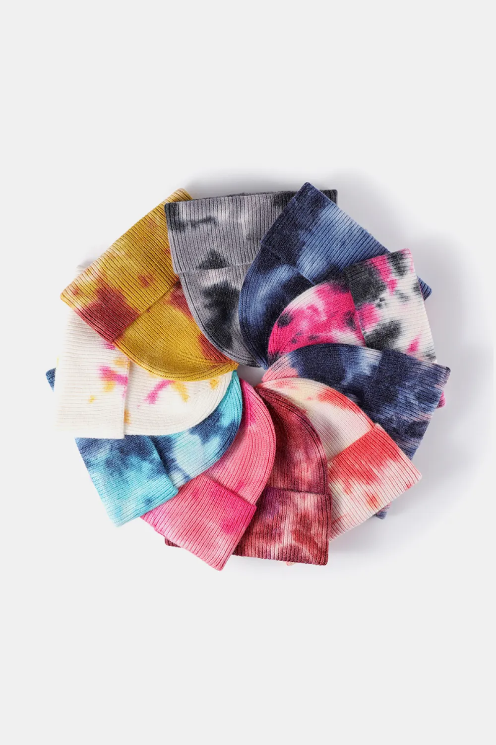 Tie-Dye Cuffed Rib-Knit Beanie Hat, image 32