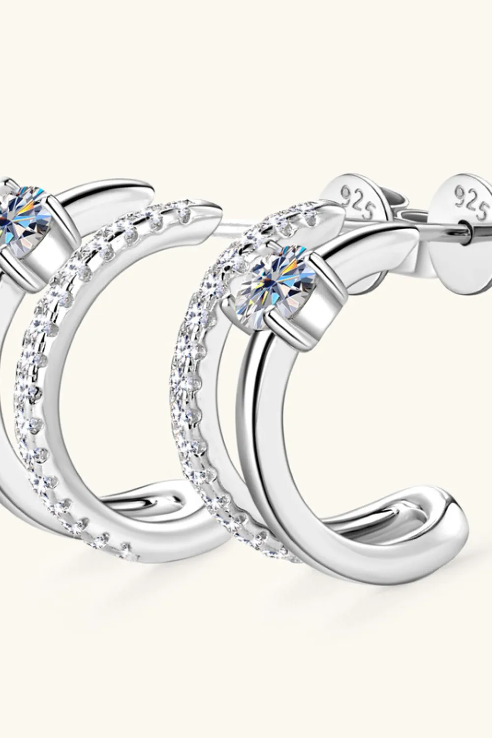 Moissanite 925 Sterling Silver C-Hoop Earrings, image 3