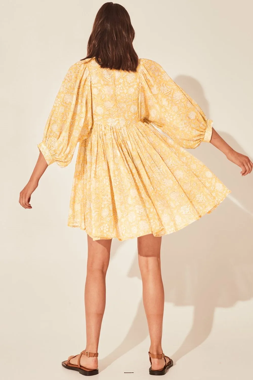 Floral Tie Neck Lantern Sleeve Dress, image 6