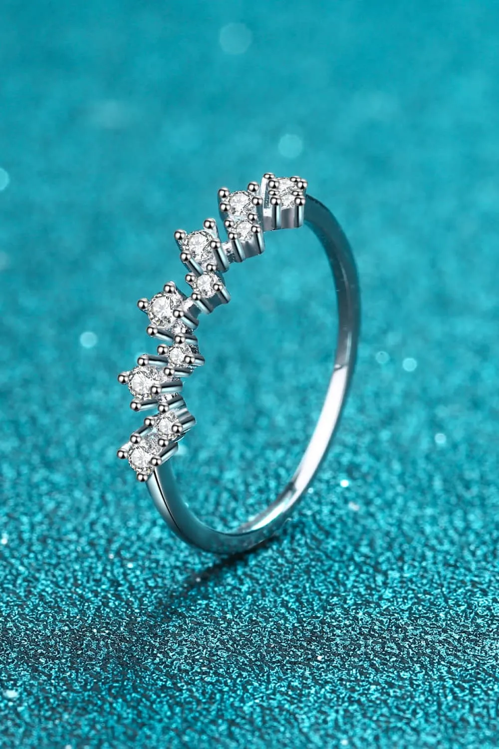 Moissanite Rhodium-Plated Half-Eternity Ring, image 3
