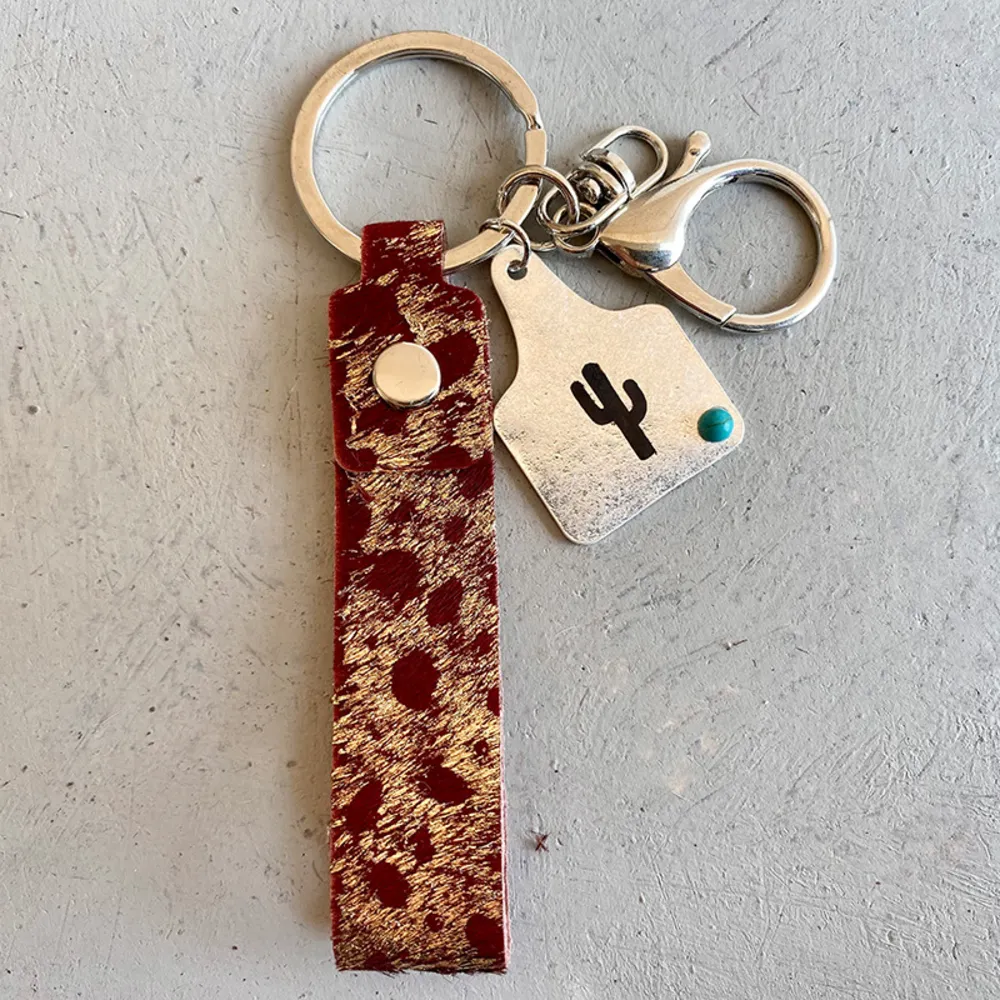 Genuine Leather Alloy Keychain, image 4