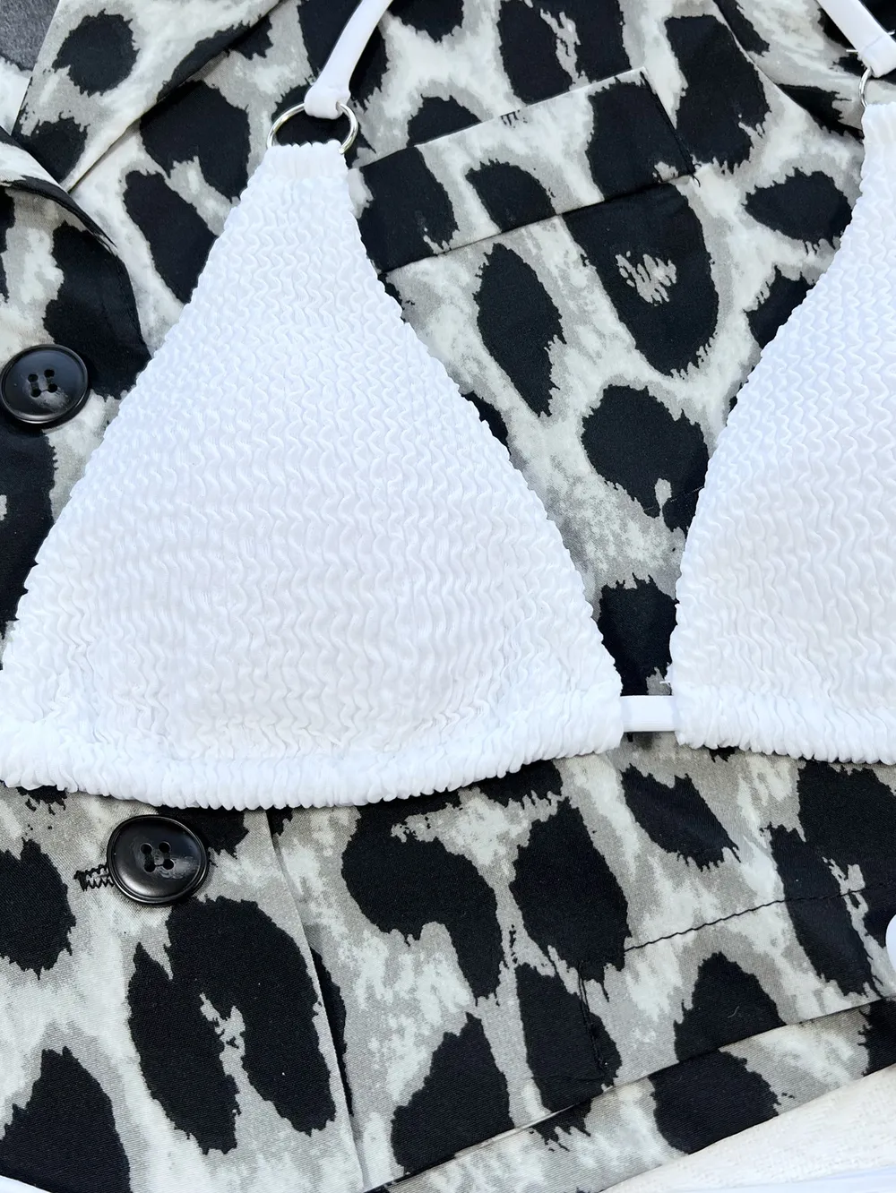 Textured Halter Neck Tie Side Bikini Set, image 8