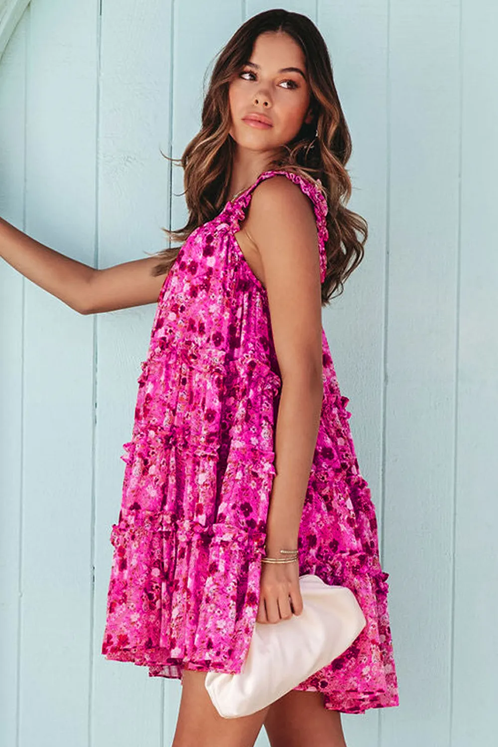 Printed Square Neck Sleeveless Mini Dress, image 5