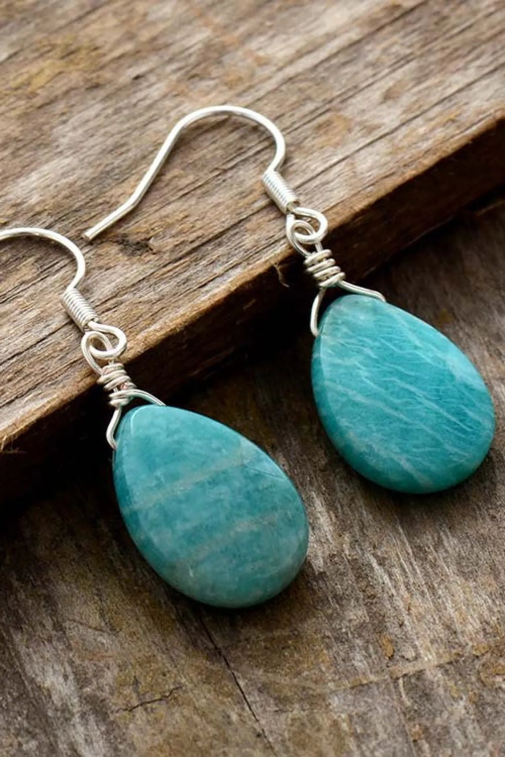 Handmade Natural Stone Teardrop Earrings, image 3