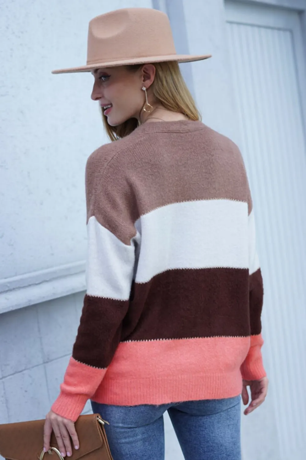 Color Block V-Neck Button Down Cardigan, image 7