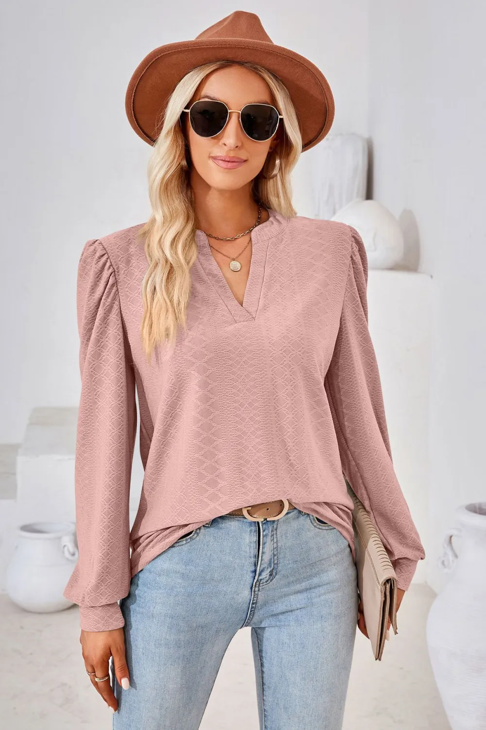 V-Neck Puff Sleeve Blouse, image 25